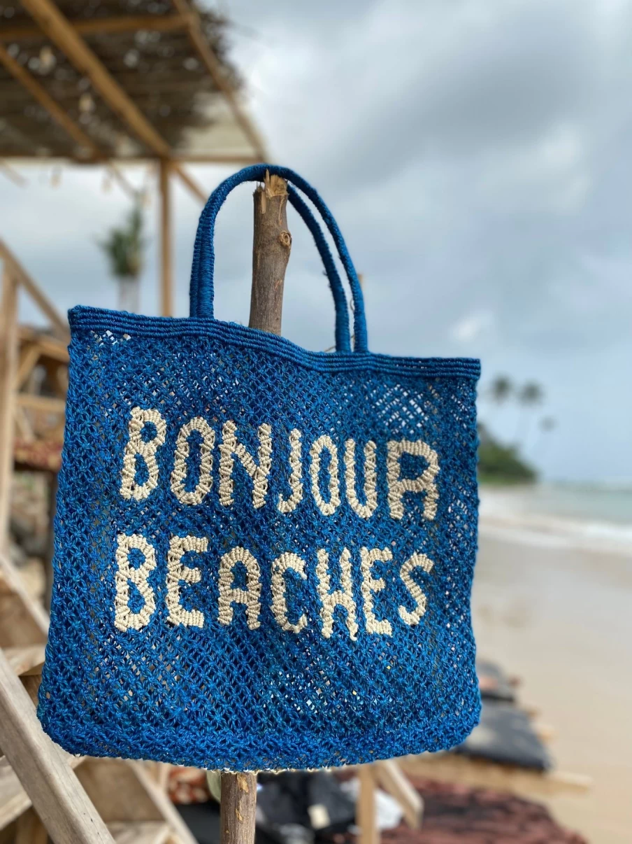 The Jacksons Bonjour Beaches Cobalt & Natural Striped Beach Towel