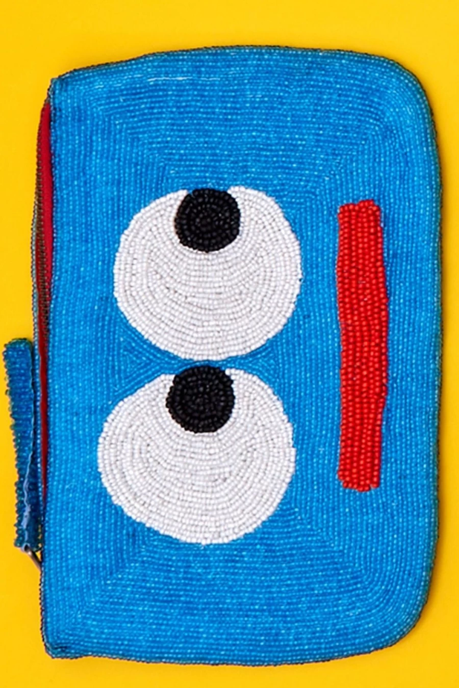 The Jacksons Blue and Red Beaded Clutch Bag - Elegant Eye Design Handbag