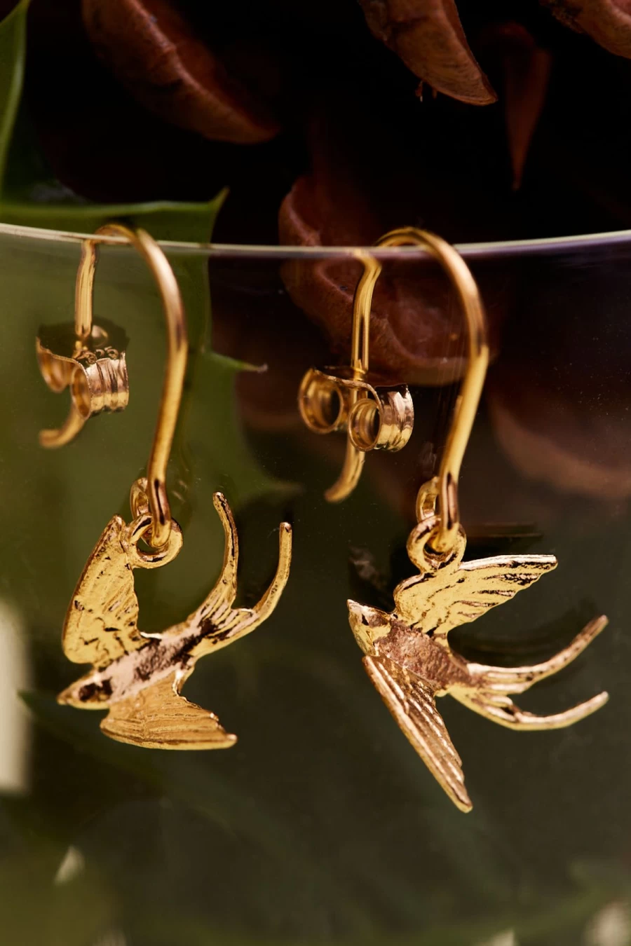 Alex Monroe Swooping Swallow Sterling Silver Hook Earrings - Elegant Bird Jewelry