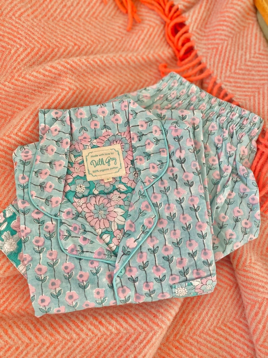 Dilli Grey Women's Floral Jaal Short Sleeve Pajama Set